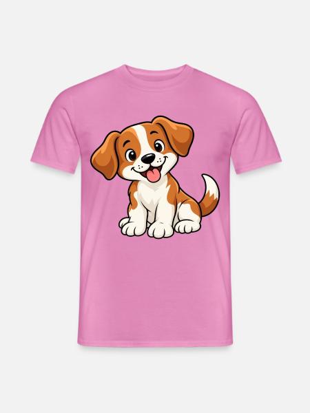 Süßer Comic-Hund - Männer T-Shirt - Pink