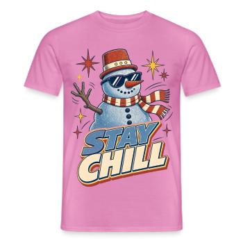 Stay Chill – Retro Schneemann Weihnachten - Männer T-Shirt - Pink - Vorne - AI Model Male 178 dark (178cm)