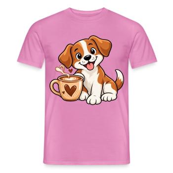 Dogs & Coffee - Männer T-Shirt - Pink - Vorne - AI Model Male 178 dark (178cm)