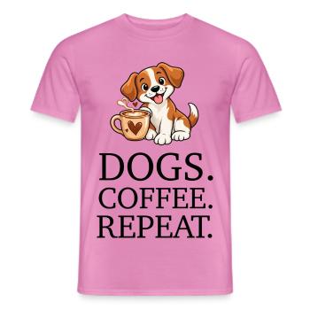 Dogs Coffee Repeat - Männer T-Shirt - Pink - Vorne - AI Model Male 178 dark (178cm)