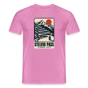 Stelvio Pass 48 Haarnadeln Vintage-Motorradplakat - Männer T-Shirt - Pink - Vorne - AI Model Male 178 dark (178cm)