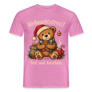 Kleiner Teddybär mit Nikolausmütze und Lebkuchen - Männer T-Shirt - Pink - Vorne - AI Model Male 178 dark (178cm)