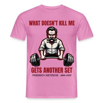 Nietzsche Gym – What doesn't kill me Kreuzheben - Männer T-Shirt - Pink - Vorne - AI Model Male 178 dark (178cm)