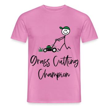 Grass Cutting Champion – Rasenmäher Humor - Männer T-Shirt - Pink - Vorne - AI Model Male 178 dark (178cm)