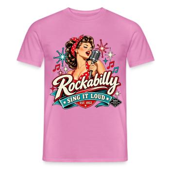 Rockabilly-Sänger – Sing It Loud 1952 - Männer T-Shirt - Pink - Vorne - AI Model Male 178 dark (178cm)