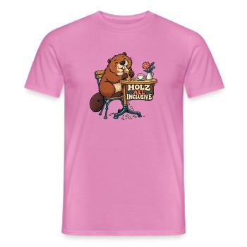 Holz All Inclusive Biber im Café - Männer T-Shirt - Pink - Vorne - AI Model Male 178 dark (178cm)