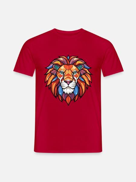 Brüllender Löwe Buntes Aquarell Tier Cartoon - Männer T-Shirt - Rot