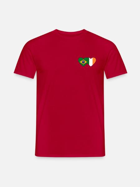 Brazil Ireland Flag Heart - Men's T-Shirt - red