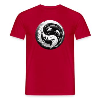 Yin and Yang Orca - Men's T-Shirt - red - Front - AI Model Male 178 dark (178cm)