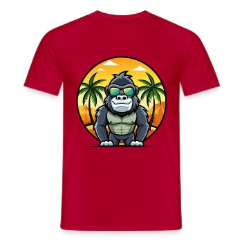 Gorilla Lustige Cartoon Sommer Strand Sonnenbrille Cool - Männer T-Shirt - Rot - Vorne - AI Model Male 178 dark (178cm)