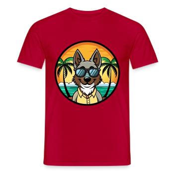Georgischer Schäferhund Hunderasse Cartoon Sonnenbrille Strand - Männer T-Shirt - Rot - Vorne - AI Model Male 178 dark (178cm)
