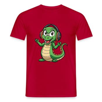 Anaconda Lustige Cartoon Figur Kopfhörer Musik - Männer T-Shirt - Rot - Vorne - AI Model Male 178 dark (178cm)