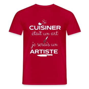 Tablier de cuisine humour si cuisiner était un.. - T-shirt homme - rouge - Devant - AI Model Male 178 dark (178cm)