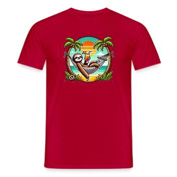 Paresseux dans le hamac - T-shirt homme - rouge - Devant - AI Model Male 178 dark (178cm)
