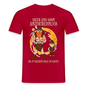 Vater Und Sohn Wikinger Papa Vatertag - Männer T-Shirt - Rot - Vorne - AI Model Male 178 dark (178cm)