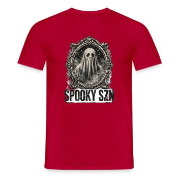 Gruseliges Szn-T-Shirt — Retro 90er-Jahre-Bootleg-Halloween - Männer T-Shirt - Rot - Vorne - AI Model Male 178 dark (178cm)
