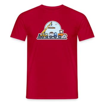 Baustelle: Kran, Kipper und Straßenwalze - Männer T-Shirt - Rot - Vorne - AI Model Male 178 dark (178cm)