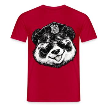 Cool Panda Polizei Sonnenbrille Panda Lover Kunst - Männer T-Shirt - Rot - Vorne - AI Model Male 178 dark (178cm)