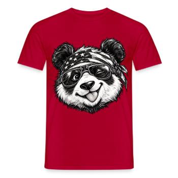 Cool Panda Biker Bandana Sonnenbrille Tierkunst - Männer T-Shirt - Rot - Vorne - AI Model Male 178 dark (178cm)