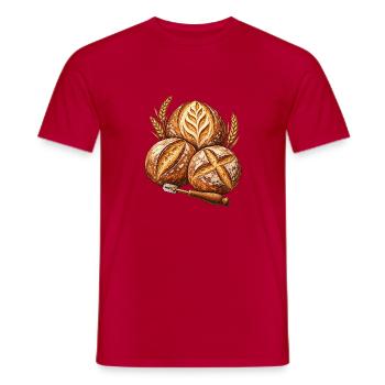 Brotkunst: Sauerteig und Kruste - Männer T-Shirt - Rot - Vorne - AI Model Male 178 dark (178cm)