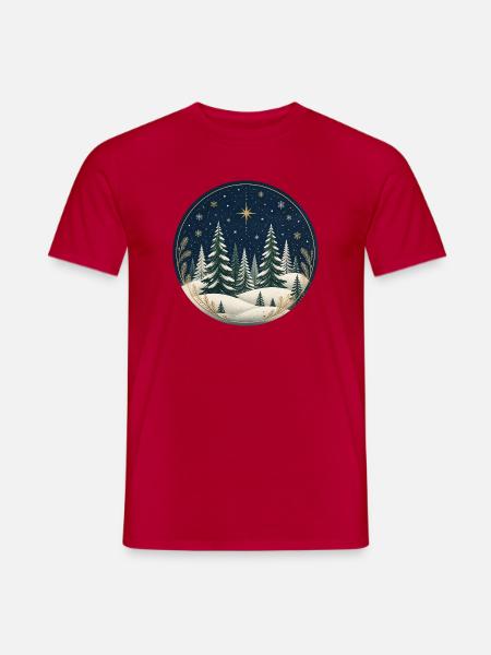Winterwald Sternennacht Kreis - Männer T-Shirt - Rot