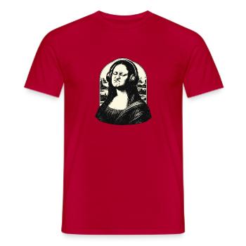 Kopfhörer Mona Lisa Remix - Männer T-Shirt - Rot - Vorne - AI Model Male 178 dark (178cm)