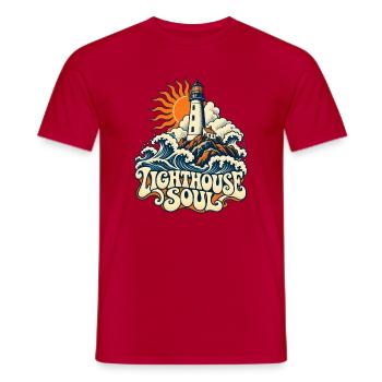 Leuchtturm Seele Küsten Retro - Männer T-Shirt - Rot - Vorne - AI Model Male 178 dark (178cm)