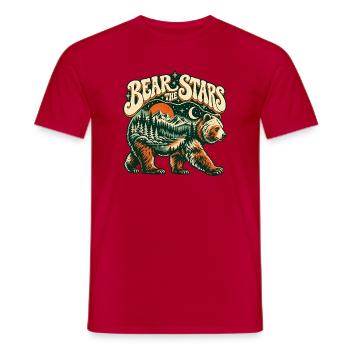 Bär unter Sternen – Berglandschaft Retro - Männer T-Shirt - Rot - Vorne - AI Model Male 178 dark (178cm)