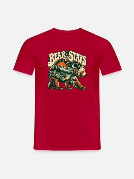 Bär unter Sternen – Berglandschaft Retro - Männer T-Shirt - Rot