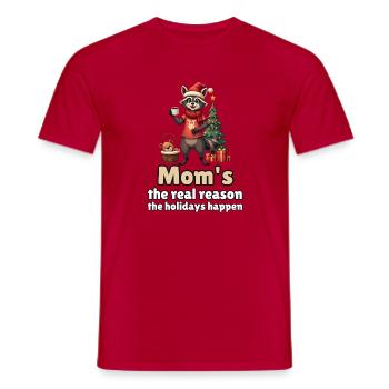 Mom's the real reason – Waschbär-Mama Weihnachten - Männer T-Shirt - Rot - Vorne - AI Model Male 178 dark (178cm)