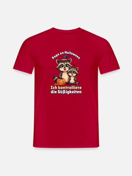 Papa an Halloween kontrolliert Süßigkeiten - Männer T-Shirt - Rot