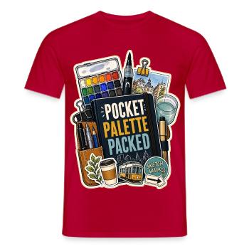 POCKET PALETTE PACKED - Männer T-Shirt - Rot - Vorne - AI Model Male 178 dark (178cm)