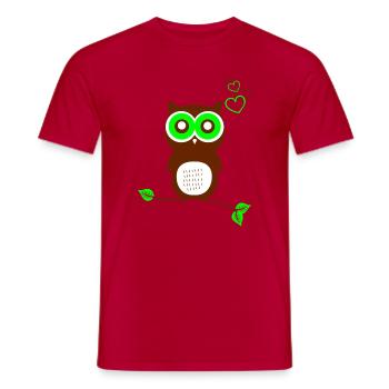 Eule mit grünen Gläsern und Herzen - Männer T-Shirt - Rot - Vorne - AI Model Male 178 dark (178cm)
