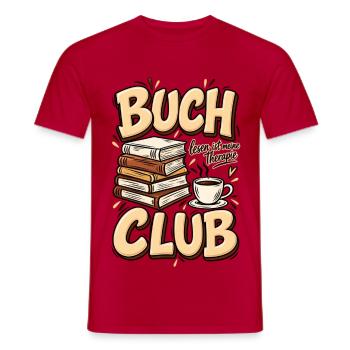 Buchclub – Lesen ist meine Therapie Bücherliebe - Männer T-Shirt - Rot - Vorne - AI Model Male 178 dark (178cm)