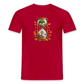 Jahreszeiten im Sanduhrrahmen - Männer T-Shirt - Rot - Vorne - AI Model Male 178 dark (178cm)