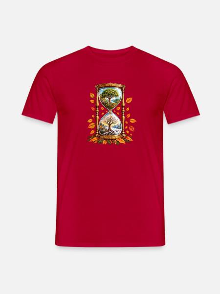 Jahreszeiten im Sanduhrrahmen - Männer T-Shirt - Rot