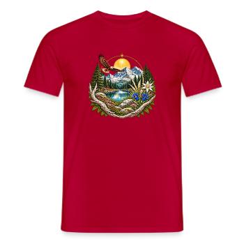Naturkreis Berge See Wald - Männer T-Shirt - Rot - Vorne - AI Model Male 178 dark (178cm)