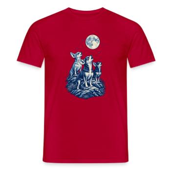 Drei Chihuahuas heulen zum Mond – Chihuahua-Papa - Männer T-Shirt - Rot - Vorne - AI Model Male 178 dark (178cm)