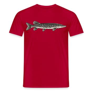 Gepunkteter Hecht Silhouette - Männer T-Shirt - Rot - Vorne - AI Model Male 178 dark (178cm)