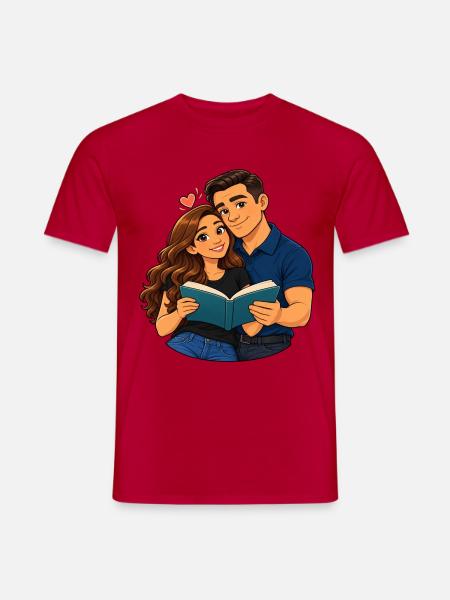 Paarliebe lesen - Männer T-Shirt - Rot