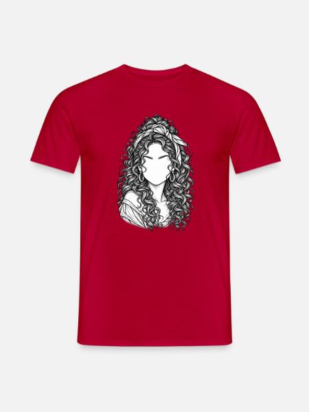 Lockige Portraitsilhouette Stirnband - Männer T-Shirt - Rot