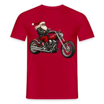 Weihnachtsbiker Santa auf Motorrad - Männer T-Shirt - Rot - Vorne - AI Model Male 178 dark (178cm)