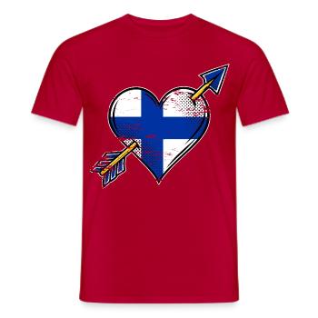 Finnische Herzflagge mit Pfeilen used look - Männer T-Shirt - Rot - Vorne - AI Model Male 178 dark (178cm)