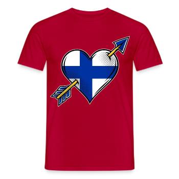 Finnland Flagge Herz mit Pfeil - Männer T-Shirt - Rot - Vorne - AI Model Male 178 dark (178cm)