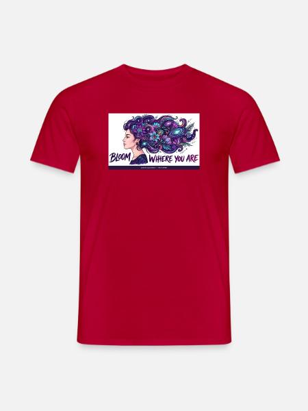 Kosmische Blüten im Haar - Männer T-Shirt - Rot