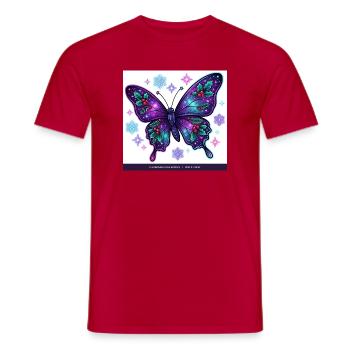 Wintergalaxie Schmetterling - Männer T-Shirt - Rot - Vorne - AI Model Male 178 dark (178cm)