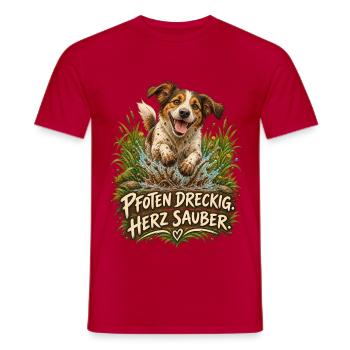 Pfoten dreckig. Herz sauber. - Männer T-Shirt - Rot - Vorne - AI Model Male 178 dark (178cm)