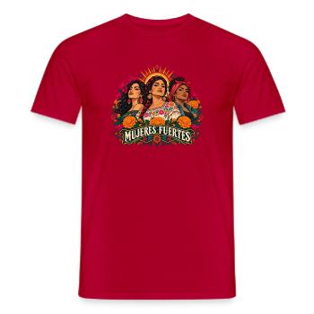 Mujeres Fuertes: Blütenkraft - Männer T-Shirt - Rot - Vorne - AI Model Male 178 dark (178cm)