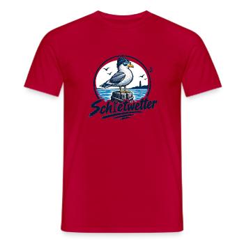 Fischkopp Schietwetter. Wat mutt, dat mutt. - Männer T-Shirt - Rot - Vorne - AI Model Male 178 dark (178cm)