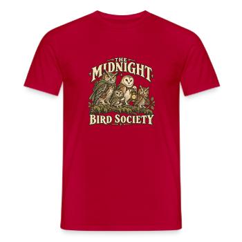 Mitternachts Eulen Gesellschaft - Männer T-Shirt - Rot - Vorne - AI Model Male 178 dark (178cm)